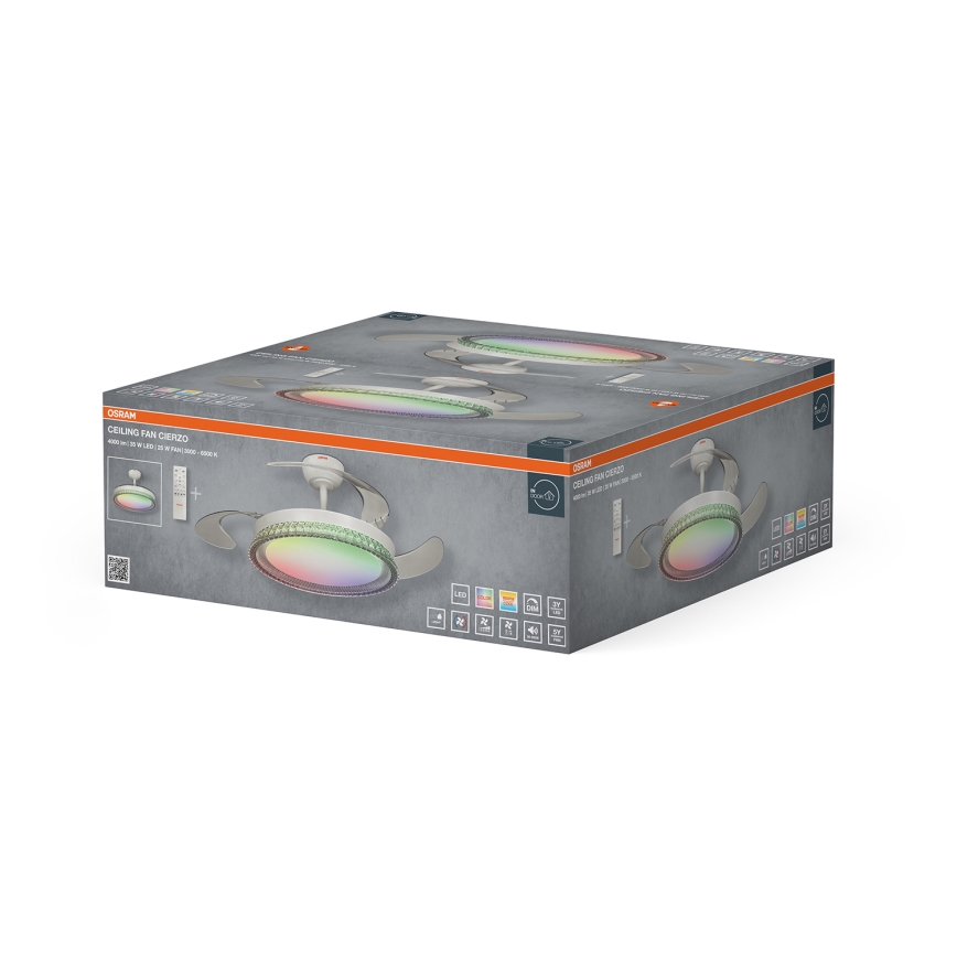 Osram - dimbare RGB-LED plafondlamp met ventilator CIERZO LED/35W/230V 3000-6500K + afstandsbediening