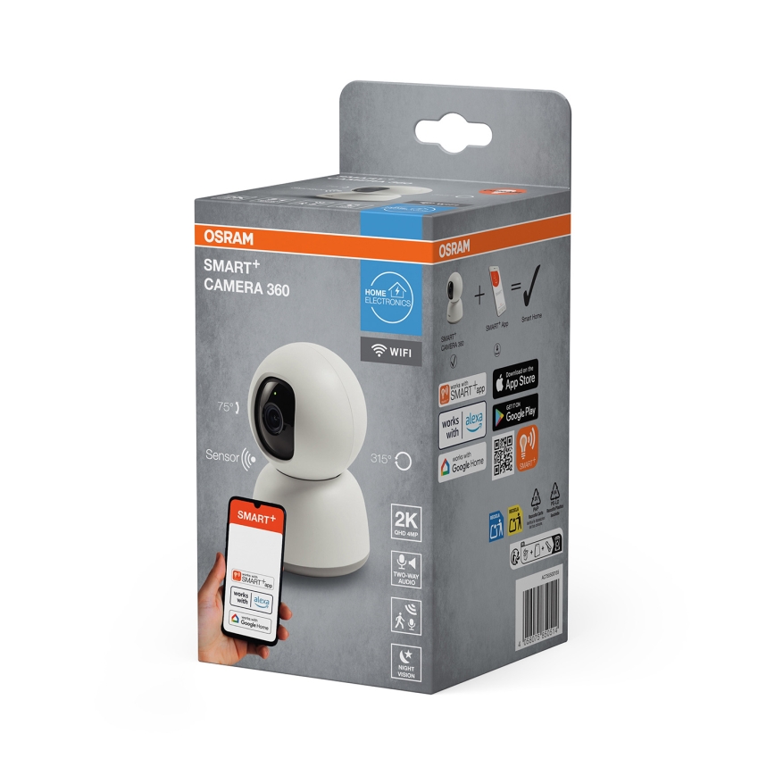 Osram - Slimme 360° binnencamera met SMART+ 2K-sensor, 230V, Wi-Fi