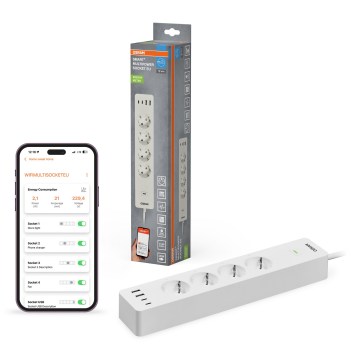 Osram - SMART+ verlengkabel 4Z type F + 2xUSB-A + 2xUSB-C Wi-Fi