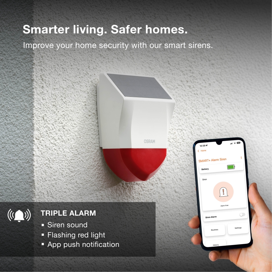 Osram - SMART+ zonne-alarmsysteem voor buiten 5V IP65 Wi-Fi