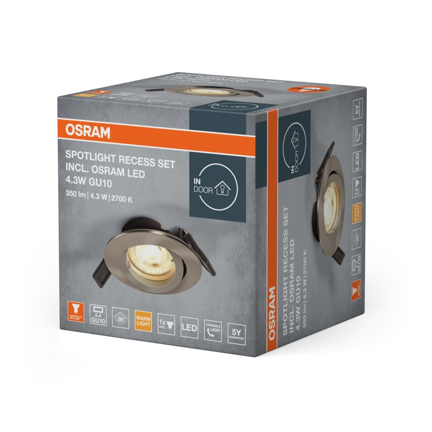 Osram - Spot LED encastrable SPOT 1x GU10, 4,3 W, 230 V, 2700 K, IRC 90, chrome mat