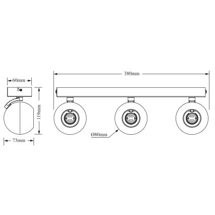 Osram - Spot SPHERAL 3xGU10/6W/230V noir