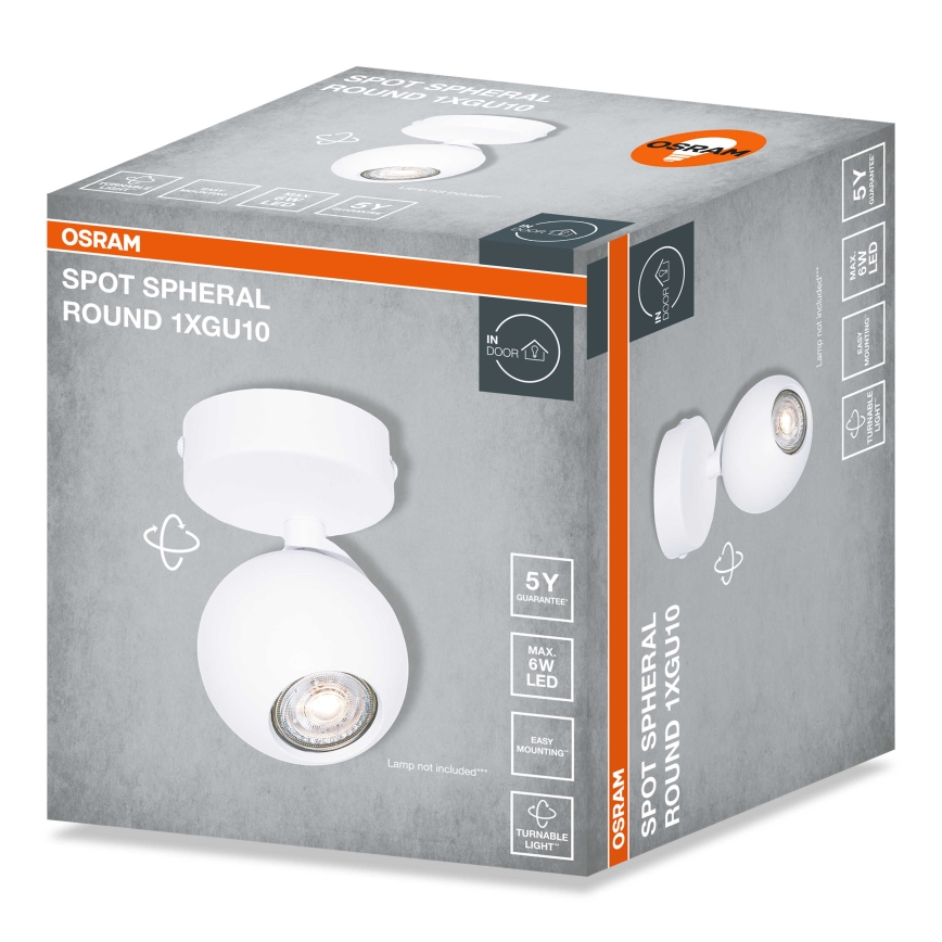 Osram - Spotarmatuur SPOT SPHERAL 1xGU10/6W/230V wit
