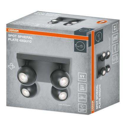 Osram - Spotarmatuur SPOT SPHERAL 4xGU10/6W/230V zwart