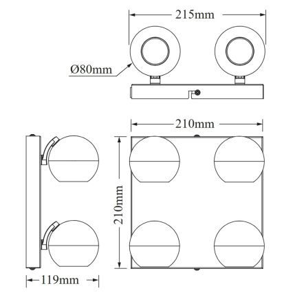 Osram - Spotarmatuur SPOT SPHERAL 4xGU10/6W/230V zwart