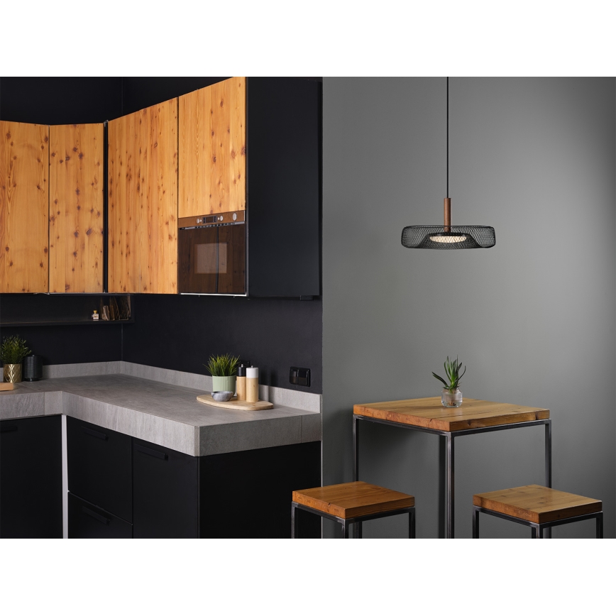Osram - Suspension LED sur câble DECOR MESH LED/18,5W/230V Ø 40 cm noir/bois d'hévéa