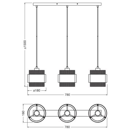 Osram - Suspension sur câble DECOR HORNET 3xE27/10W/230V noir/doré