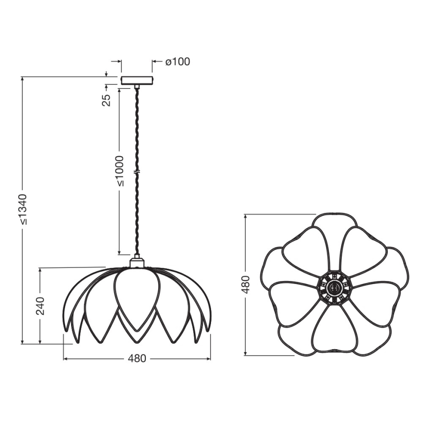 Osram - Suspension sur câble DECOR RATTAN 1xE27/15W/230V diam. 48 cm beige/noir