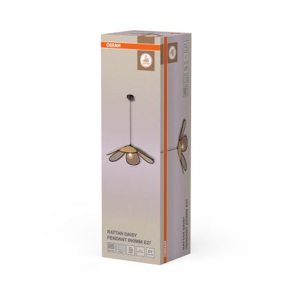 Osram - Suspension sur câble DECOR RATTAN 1xE27/15W/230V diam. 69 cm beige/noir