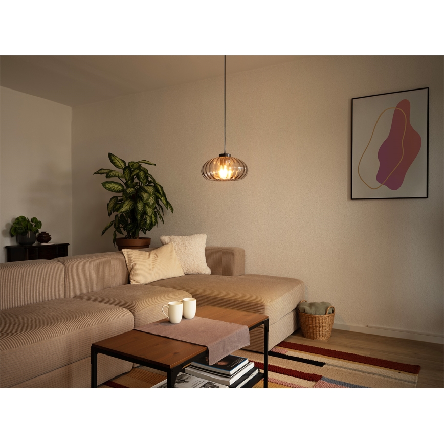 Osram - Suspension sur câble DECOR SMOKE 1xE27/12W/230V diam. 28 cm noir/gris fumé