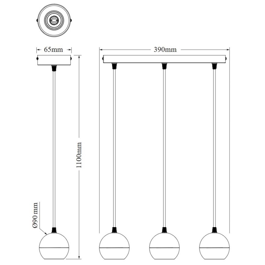 Osram - Suspension sur câble SPOT SPHERAL 3xGU10/6W/230V noire