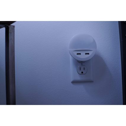 Osram - Veilleuse LED à brancher avec capteur LUNETTA 2xUSB LED/13W/230V