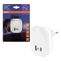 Osram - Veilleuse LED à brancher sur prise avec capteur et port USB LUNETTA LED/12,5W/230V blanche