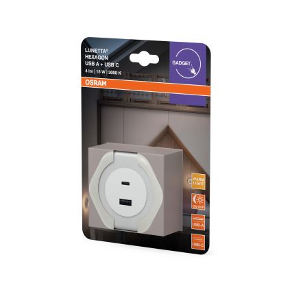 Osram - Veilleuse LED à brancher avec port USB LUNETTA LED/15W/230V blanche