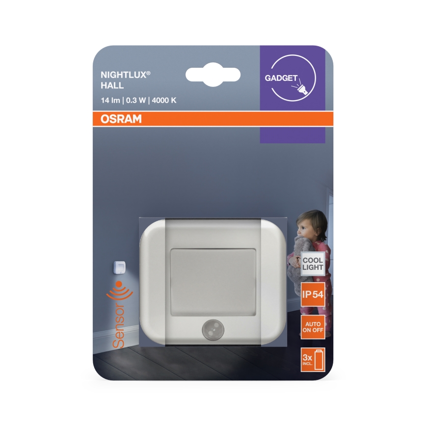 Osram - Veilleuse LED NIGHTLUX avec détecteur LED/0,3W/3xAAA IP54