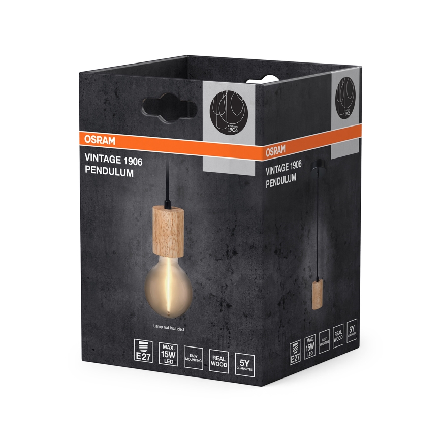 Osram - Voedingskabel PENDULUM CYLINDER 1xE27/15W/230V hout