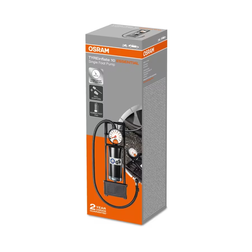 Osram - Voetpomp met manometer TYREINFLATE 10 ESSENTIAL OFP10ESN
