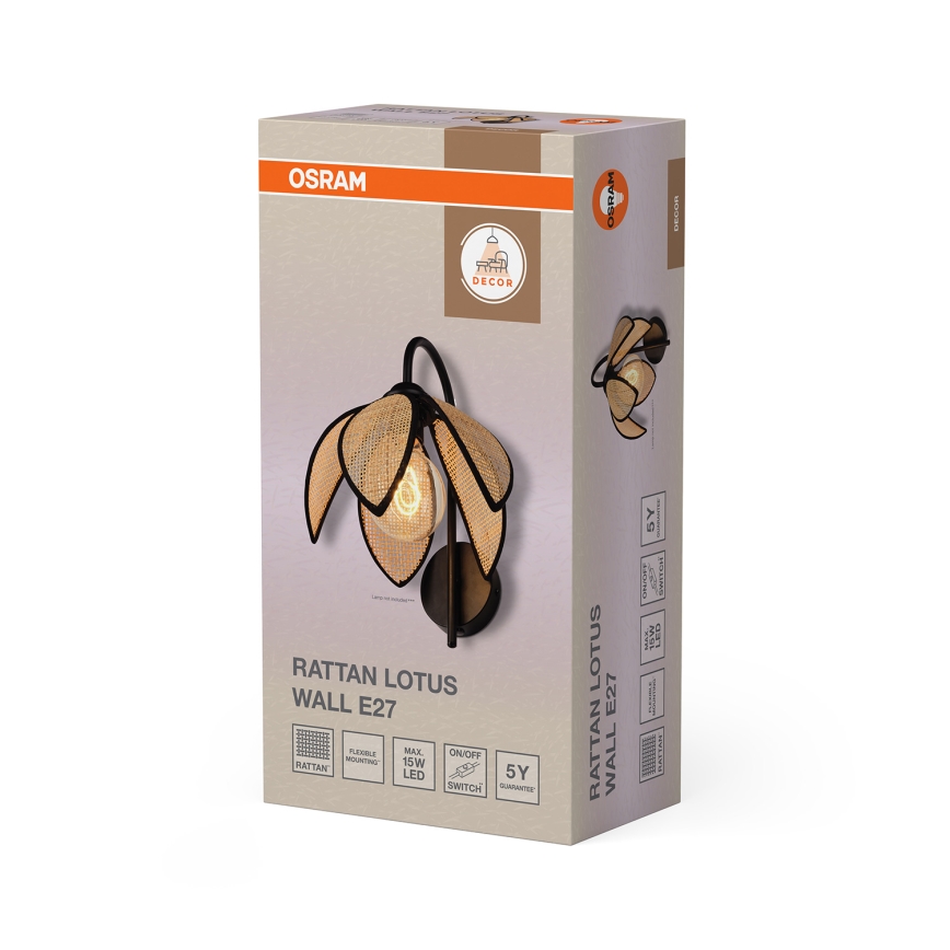Osram - Wandlamp DECOR RATTAN 1xE27/15W/230V beige/zwart