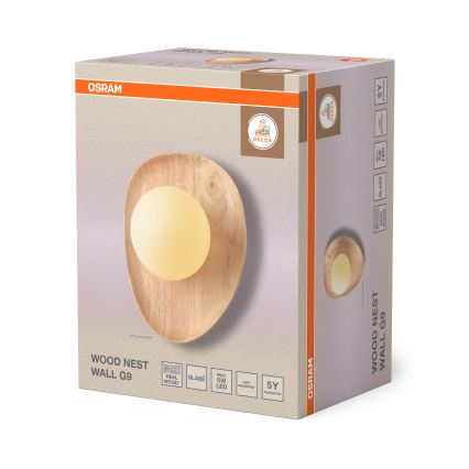 Osram - Wandlamp WOOD NEST 1xG9/5W/230V van rubberhout