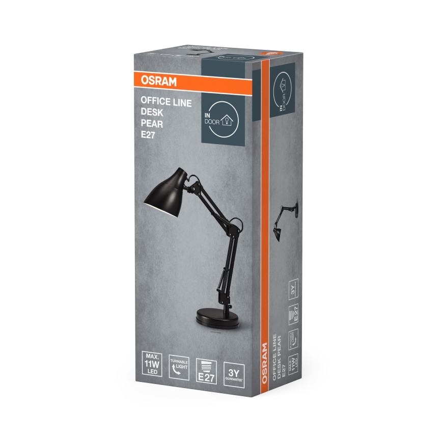Osram - zwarte tafellamp DESK LINE 1xE27/11W/230V