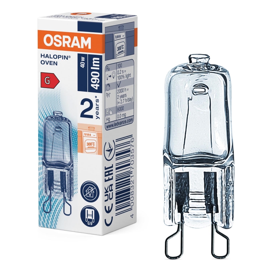 Ovenlamp HALOPIN G9/40W/230V 2700K - Osram