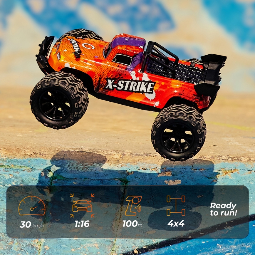 Overmax - RC-auto met afstandsbediening X-STRIKE 3000 mAh zwart/oranje