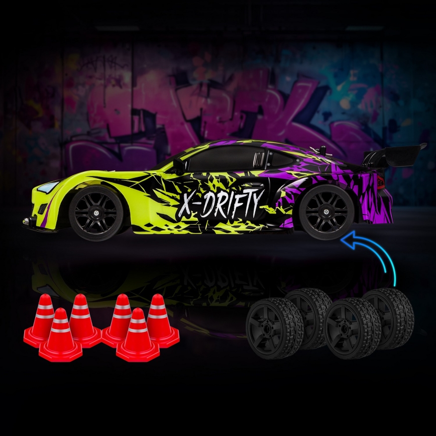 Overmax - voiture de drift radiocommandée X-DRIFT 1000 mAh jaune/violet