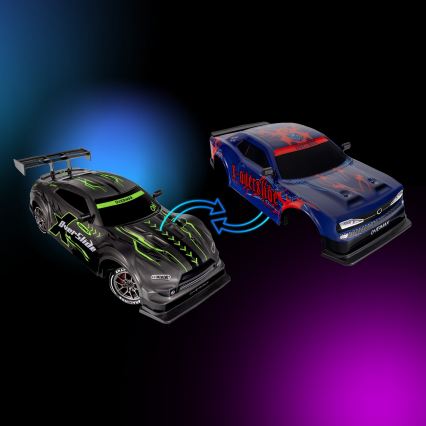 Overmax - Voiture de drift radiocommandée 2 en 1 X-OVERSLIDE 1000 mAh noir/vert/bleu/rouge