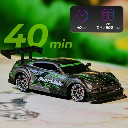 Overmax - Voiture de drift radiocommandée 2 en 1 X-OVERSLIDE 1000 mAh noir/vert/bleu/rouge