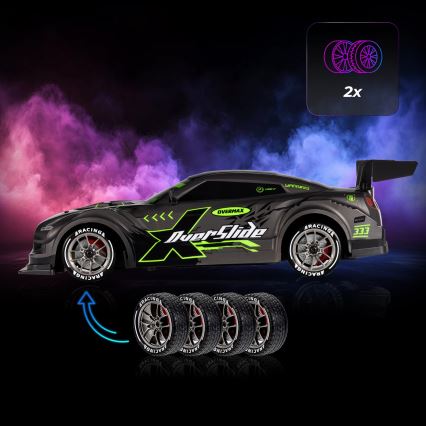 Overmax - Voiture de drift radiocommandée 2 en 1 X-OVERSLIDE 1000 mAh noir/vert/bleu/rouge