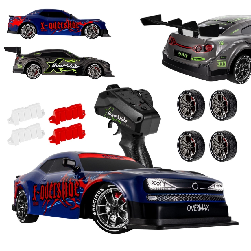 Overmax - Voiture de drift radiocommandée 2 en 1 X-OVERSLIDE 1000 mAh noir/vert/bleu/rouge