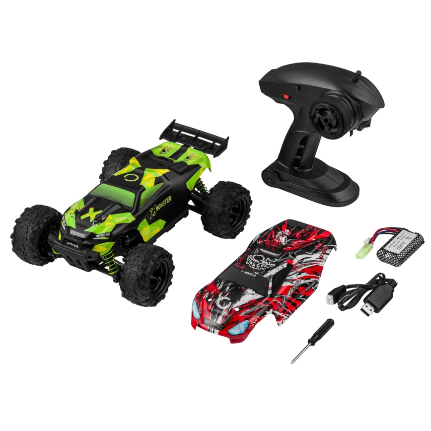 Overmax - voiture radiocommandée 2 en 1 X-MONSTER 3.5 1700 mAh noir/rouge/vert