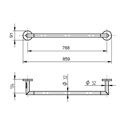 P.M.H. IN1B-R - Elektrische handdoekdroger INGA 17W/230V 85,9 cm IP44 rechts/zwart