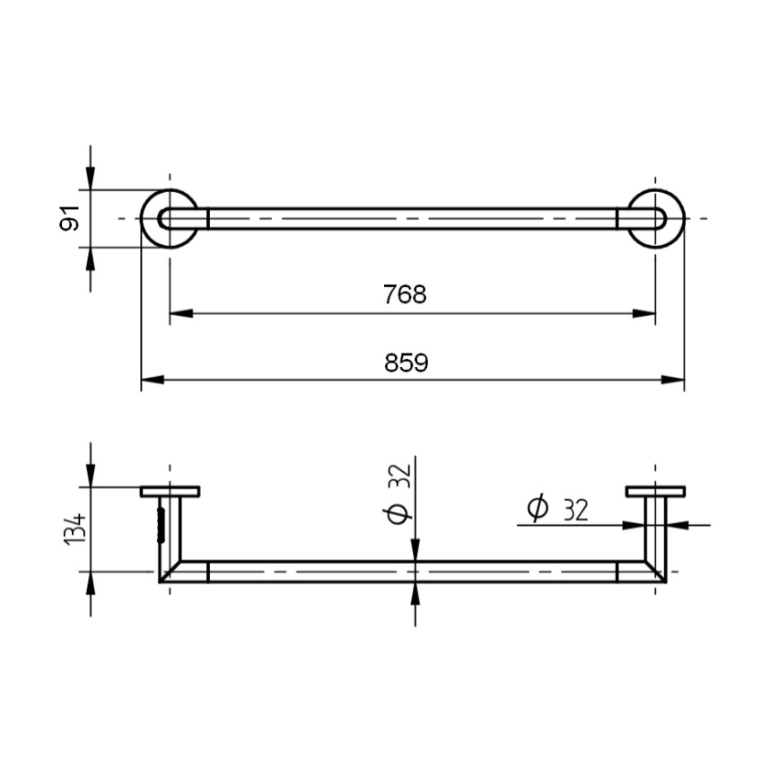 P.M.H. IN1B-R - Elektrische handdoekdroger INGA 17W/230V 85,9 cm IP44 rechts/zwart