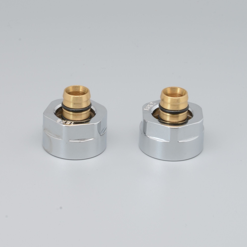 P.M.H. M16B2002 - Knelkoppeling voor VISION/INTER-ventiel, glanzend chroom/alupex 16 mm