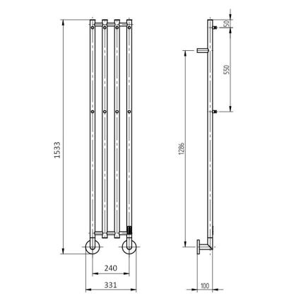 P.M.H. MO1B-R - Elektrische handdoekdroger MONA 93W/230V 153,3 cm IP44 zwart