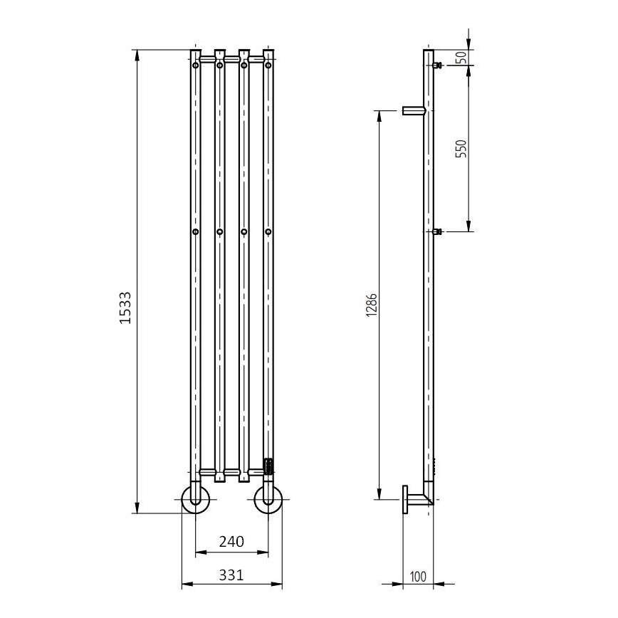 P.M.H. MO1B-R - Elektrische handdoekdroger MONA 93W/230V 153,3 cm IP44 zwart