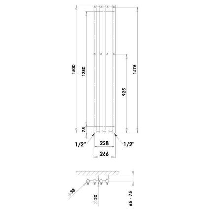 P.M.H. R2W - Badkamerhanddoekradiator ROSENDAL 350 W 150 cm wit