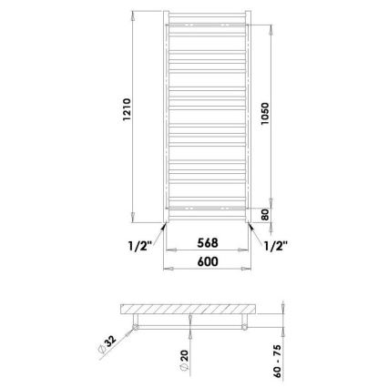 P.M.H. SN4C - Ladder-handdoekradiator voor badkamer SORANO 470 W 121 cm glanzend chroom
