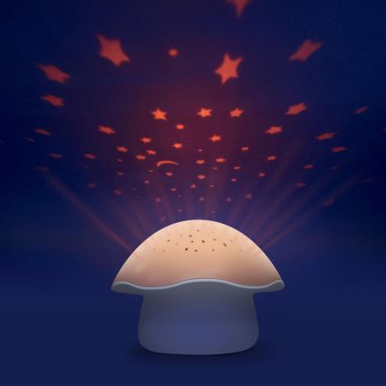 PABOBO - Projecteur avec melody STAR MUSHROOM 3xAA rose saumon