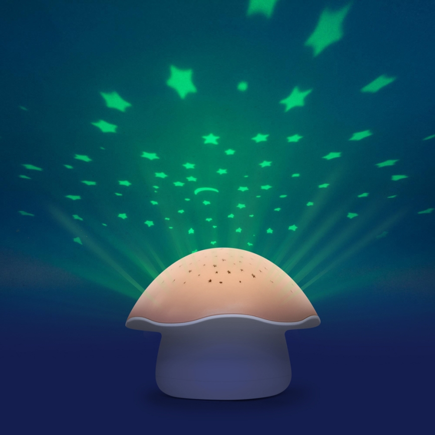 PABOBO - Projecteur avec melody STAR MUSHROOM 3xAA rose saumon