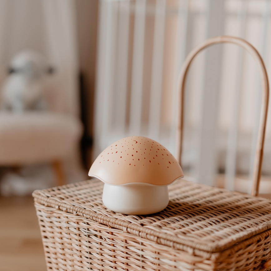 PABOBO - Projecteur avec melody STAR MUSHROOM 3xAA rose saumon