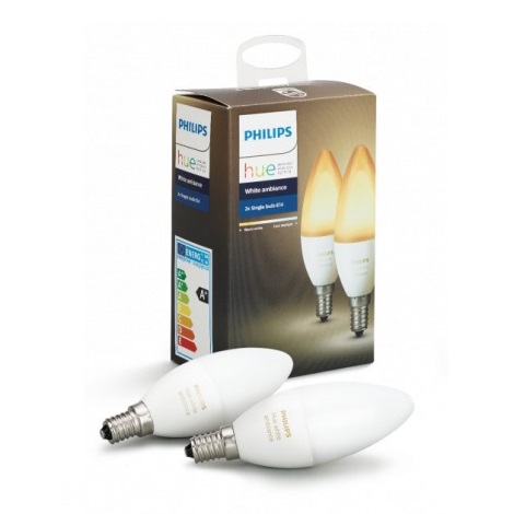PACK 2x Ampoule LED à intensité variable Philips Hue WHITE AMBIANCE E14/6W/230V 2200-6500K