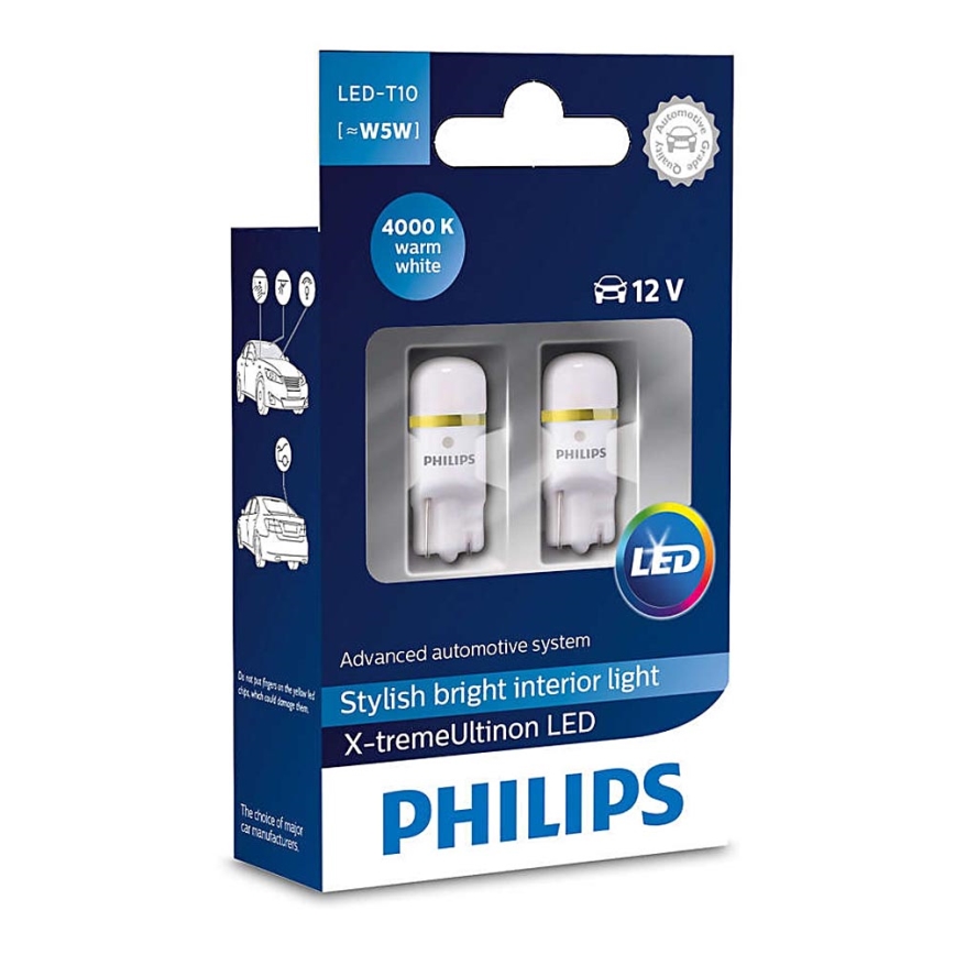 PACK 2x Ampoule LED pour voiture Philips X-TREMEULTION 127994000KX2 T10 W2,1x9,5d/0,8W