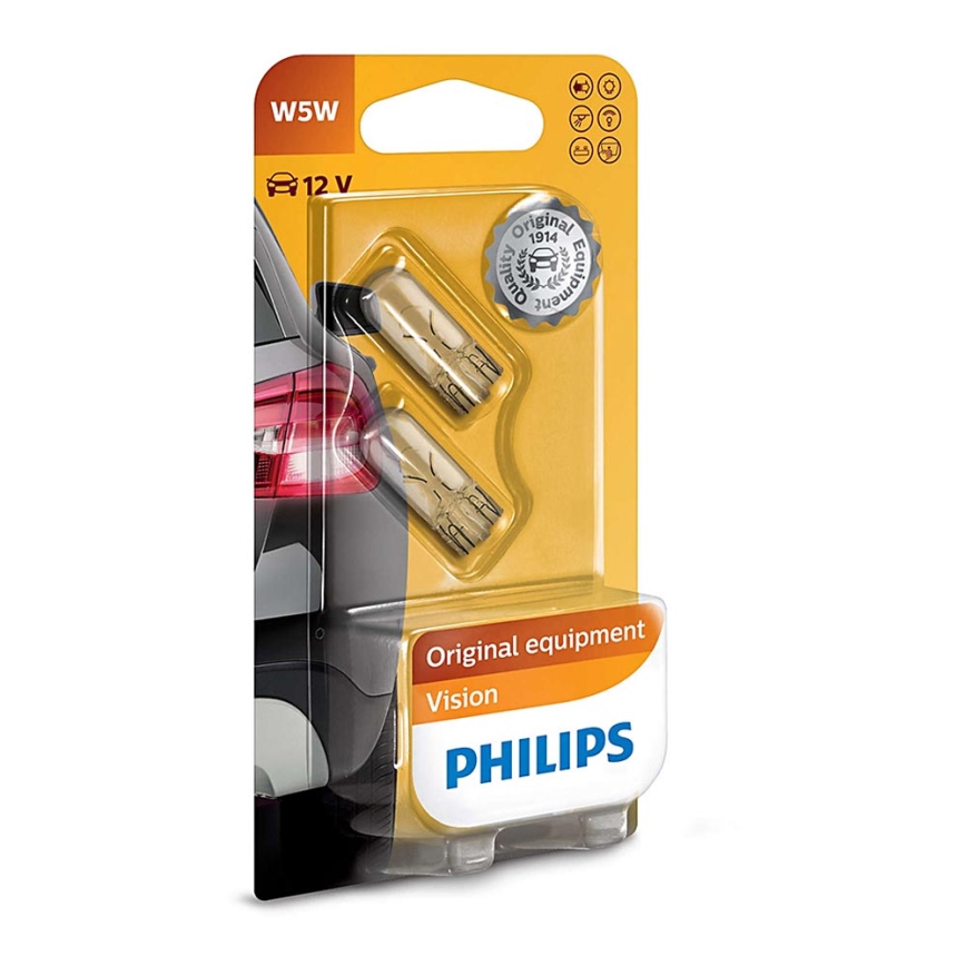 PACK 2x Ampoule pour voiture Philips VISION 12961B2 W5W W2,1x9,5d