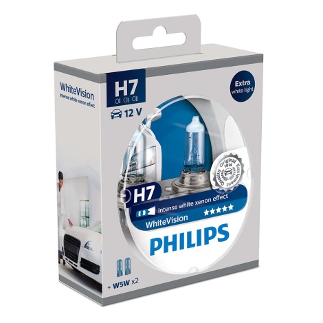 PACK 2x Ampoule pour voiture Philips WHITEVISION 12972WHVSM H7 PX26d/55W/12V