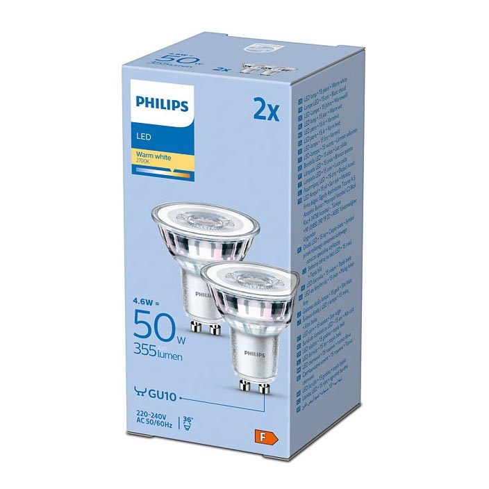 PACK 2x LED Ampoule Philips GU10/4,6W/230V 2700K