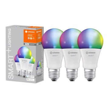 PACK 3x Ampoule à intensité variable LED RGB SMART+ E27/9,5W/230V 2700K-6500K Wi-Fi - Ledvance