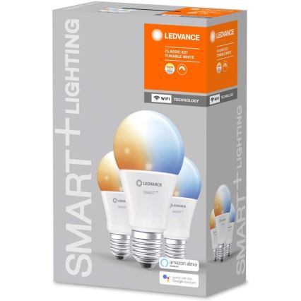 PACK 3x ampoule à intensité variable LED SMART+ E27/9,5W/230V 2700K-6500K Wi-Fi - Ledvance