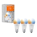 PACK 3x ampoule à intensité variable LED SMART+ E27/9W/230V 2700K-6500K Wi-Fi - Ledvance